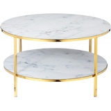 SalesFever Couchtisch Tischplatten in Marmoroptik, Weiß/Gold | gold, | weiß | 78403805-0 B/H/T: 80 cm x 45 cm x 80 cm,