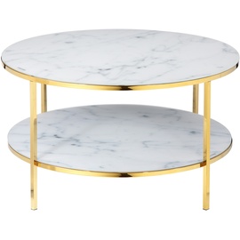 SalesFever Couchtisch Tischplatten in Marmoroptik, Weiß/Gold | gold, | weiß | 78403805-0 B/H/T: 80 cm x 45 cm x 80 cm,