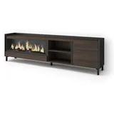 SKRAUT HOME Lowboard 212x61x35 cm Dunkelbraun/Schwarz Holzwerkstoff