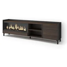 SKRAUT HOME Lowboard 212x61x35 cm Dunkelbraun/Schwarz Holzwerkstoff