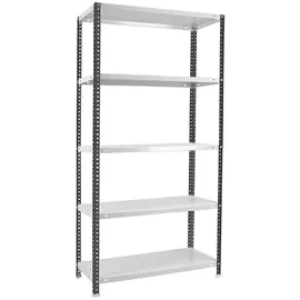 Proregal Schraubregal Panda HxBxT 180x80x30cm | 5 Fachböden | Fachlast 100kg | Anthrazit-Weiß