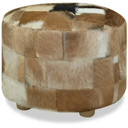 Hocker Echtes Ziegenfell Rund 50 x 50 x 45 cm  | vidaXL : Farbe - Mehrfarbig