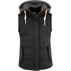 Steppweste OXMO "Steppweste OXLewonda", Damen, Gr. M, schwarz, Obermaterial: 70% Baumwolle CO. 30% Nylon NY., Westen Steppweste