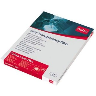 NOBO 33638782 Folie für OHP für Farblaserdrucker, Format: A4, 120 My, mit Spezialbeschichtung, 50 Stück