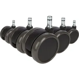 HJH Office ROLO Stuhlrollen 10mm/65mm schwarz 5 Stück