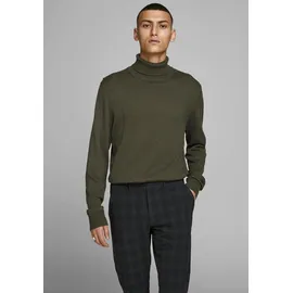 JACK & JONES Emil Knit Rollkragenpullover Olive Night / Detail Melange XS