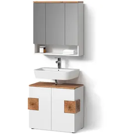 livinity® Tanaro 2-tlg. Weiß/Eiche