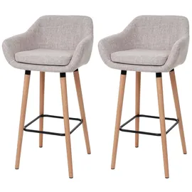 Mendler 2er-Set Barhocker Malmö T381, Barstuhl Tresenhocker ~ Textil, creme grau