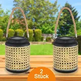 bmf-versand Solarlampe Garten 2er Set Laterne 30cm Solarleuchten Außen Außenleuchte Solar - Schwarz/Braun