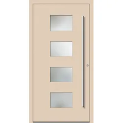 Aluminium Haustür "WILHELMINE" 90 mm RC2 Hellelfenbein RAL 1015 innen öffnend DIN rechts