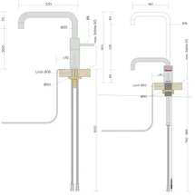 Quooker Nordic Square Twintaps verchromt glänzend (3NSCHRTT)
