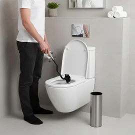 Relaxdays WC-Bürste mit Randreiniger Schwarz/Silber