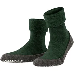 Haussocken FALKE "Cosyshoe", Herren, Gr. 45-46, grün meliert, Merinowolle, Polyamid, unifarben, normal, Socken, mit Merinowolle & rutschhemmender Sohle, atmungsaktiv