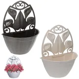 GarPet Wandblumentopf Rattan Optik Ø 30 x 20 cm Anthrazit