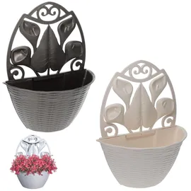 GarPet Wandblumentopf Rattan Optik Ø 30 x 20 cm Anthrazit