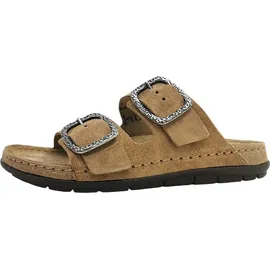 ROHDE Damen Pantolette mit zwei Schnallen aus Velourleder Rodigo-D 5893, Größe:39 EU, Farbe:Beige - 39