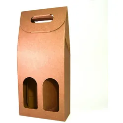 25x Leere Braunen Kartonbox für 2 Weinflaschen 18x9x40cm - Verpackung für Weinflaschen für Weihnachts-, Oster-, Geburtstagsgeschenke, für Weinkeller