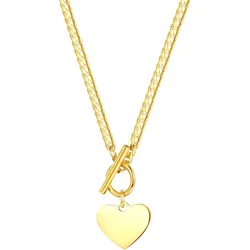 Hey Happiness Herz Kette mit Knebelverschluss aus Edelstahl Gold Damen 