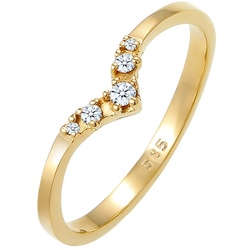 Elli DIAMONDS Verlobungsring V-Form Diamant 0.07 ct 585 Gelbgold Ringe   Damen 