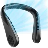 ANYSUN Mini USB-Ventilator Tragbarer Hals Ventilator 4000 mAh Wiederaufladbarer Nackenventilator, Persönlicher Ventilator mit 360° Luftstrom für Reisen, Sport, Außen schwarz