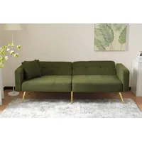 OKWISH Schlafsofa mit Bettfunktion, Bettsofa,Klappsofa,Gästebett, verstellbarem Winkel grün