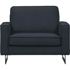 Home Affaire Loveseat HOME AFFAIRE "Pinto 105 cm, Cord, Chenille, Lederoptik", blau (rauchblau), B:105cm H:85cm T:97cm, Kunstleder (65% Polyester, 35% Lederfasern);Cord (92% Polyester, 8% Polyamide), Sessel, mit Keder, Metallfüßen und auch in Cord Bezug erhältlich