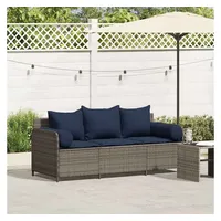 vidaXL Gartensofa 3-Sitzer grau