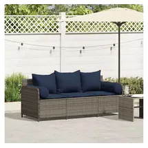 vidaXL Gartensofa 3-Sitzer grau