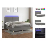 vidaXL Boxspringbett mit Matratze & LED Dunkelgrau 160x200 cm Stoff