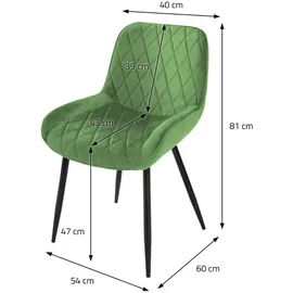 ML-Design 4Er Set Esszimmerstühle Salbei Samt Küchenstühle mit Rücken Armlehnen