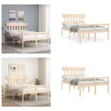 vidaXL Seniorenbett mit Kopfteil 140x190 cm Massivholz - Seniorenbett - Seniorenbetten - Bett Für Senioren - Betten Für Senioren - Braun