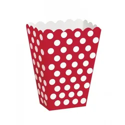 8x Popcorn Box rot mit weissen Punkten