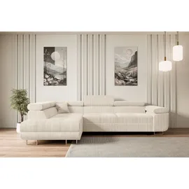 altdecor Ecksofa Cord mit Schlaffunktion 2-Sitzer Beige