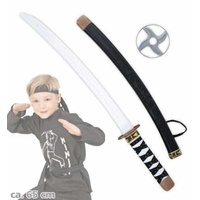 KarnevalsTeufel Ninja Schwert Set Kampfstern Samuraischwert Ninjakämpfer Samuraikämpfer Spielschwert Kampfschwert Accessoire zum Kostüm ca. 65 cm