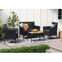 Songmics Gartenlounge-Set 4-tlg. grau/schwarz