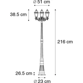 QAZQA Laterne Kunststoff 3-Licht IP44 E27 schwarz