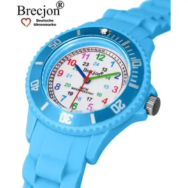 brecjon Lernuhr 5ATM Silikonarmband hellblau