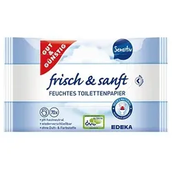 GUT&GÜNSTIG Feuchtes Toilettenpapier frisch & sanft Sensitiv 1-lagig, 140 Tücher