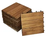SAM Holzfliese 01, Akazienholz massiv + geölt, 22 Fliesen für 2m2, 30x30 cm, Bodenbelag mit Drainage, Balkonfliesen/Terrassenfliesen/Klickfliesen