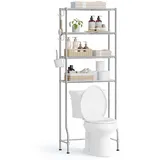 Songmics 4-stöckiges Toilettenregal, mit Haken, Taubengrau