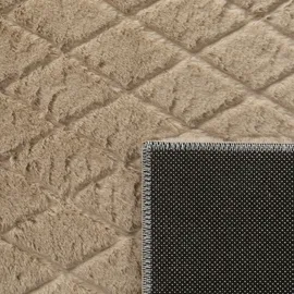 Paco Home Hochflor-Teppich »Arnheim 742«, rechteckig, 26 mm Höhe, Uni Farben, Rauten Muster, besonders weich, Hoch-Tief Effekt beige