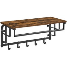 VASAGLE Wandgarderobe LCR12BX braun Metall 5 Haken 66,0 x 27,0 cm