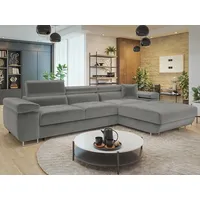 Mirjan24 Ecksofa Torezio Mini, mit Bettkasten und Schlaffunktion, Einstellbare Kopfstützen, 280x170x70-90 cm (Farbe: Polo 894, S... - Grau