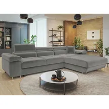 Mirjan24 Ecksofa Torezio Mini, mit Bettkasten und Schlaffunktion, Einstellbare Kopfstützen, 280x170x70-90 cm (Farbe: Polo 894, S... - Grau