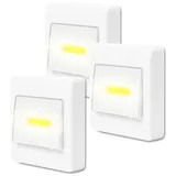 Eaxus® 3er Set LED Unterbauleuchte - Wandlampe Batteriebetrieben - Küchenleuchte, Lichtschalter für Küche, Garage & Co. Schrankleuchte, Weiß