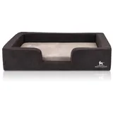 Knuffelwuff orthopädisches Hundebett mit Wendekissen aus Velours Bellamy schwarz M-L