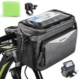 GXCROR Lenkertasche Fahrrad 5.5L Wasserdicht,Mit Touchscreen-Handyhalterung & Schultergurt - Universal für E-Bike, Mountainbike, Citybike