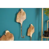 Riess-Ambiente Kleiderhaken 3er Set GINKGO - 30cm silber handmade Metall