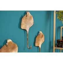 Riess-Ambiente Kleiderhaken 3er Set GINKGO - 30cm silber handmade Metall