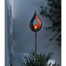 Dehner Solarleuchte Metall/Glas/Kunststoff 117 x 18 x 8 cm inkl. warmweißem Licht Silber/Dunkelgrau